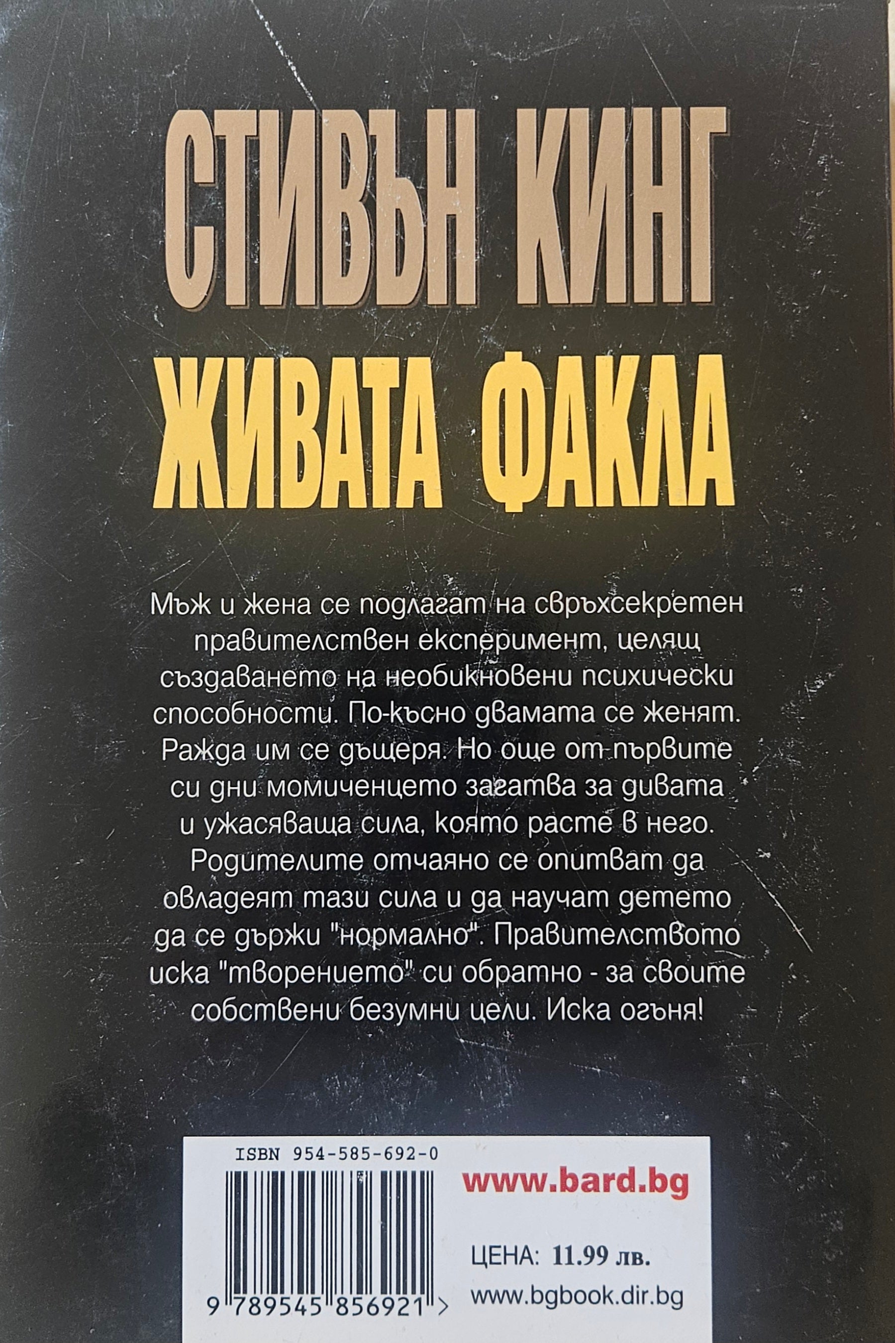 Живата факла - Стивън Кинг - задна корица
